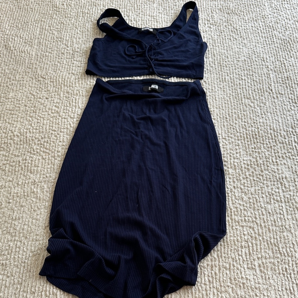 Reformation Navy Midi Dress